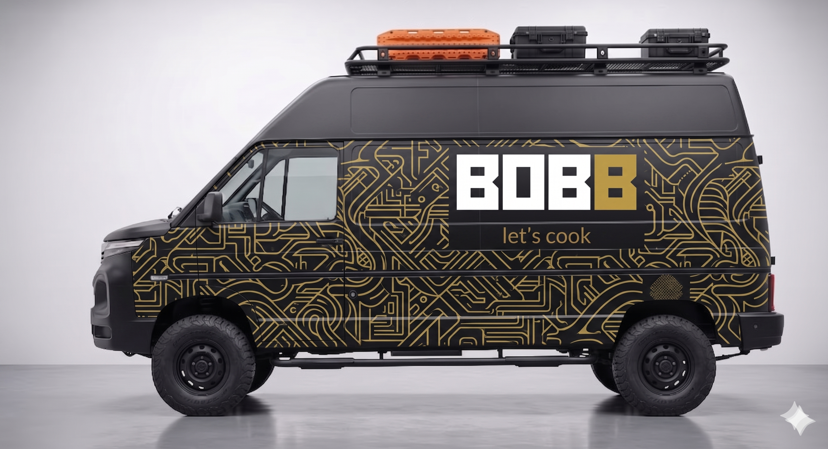 BOBB Kitchen Express van parked, full side view