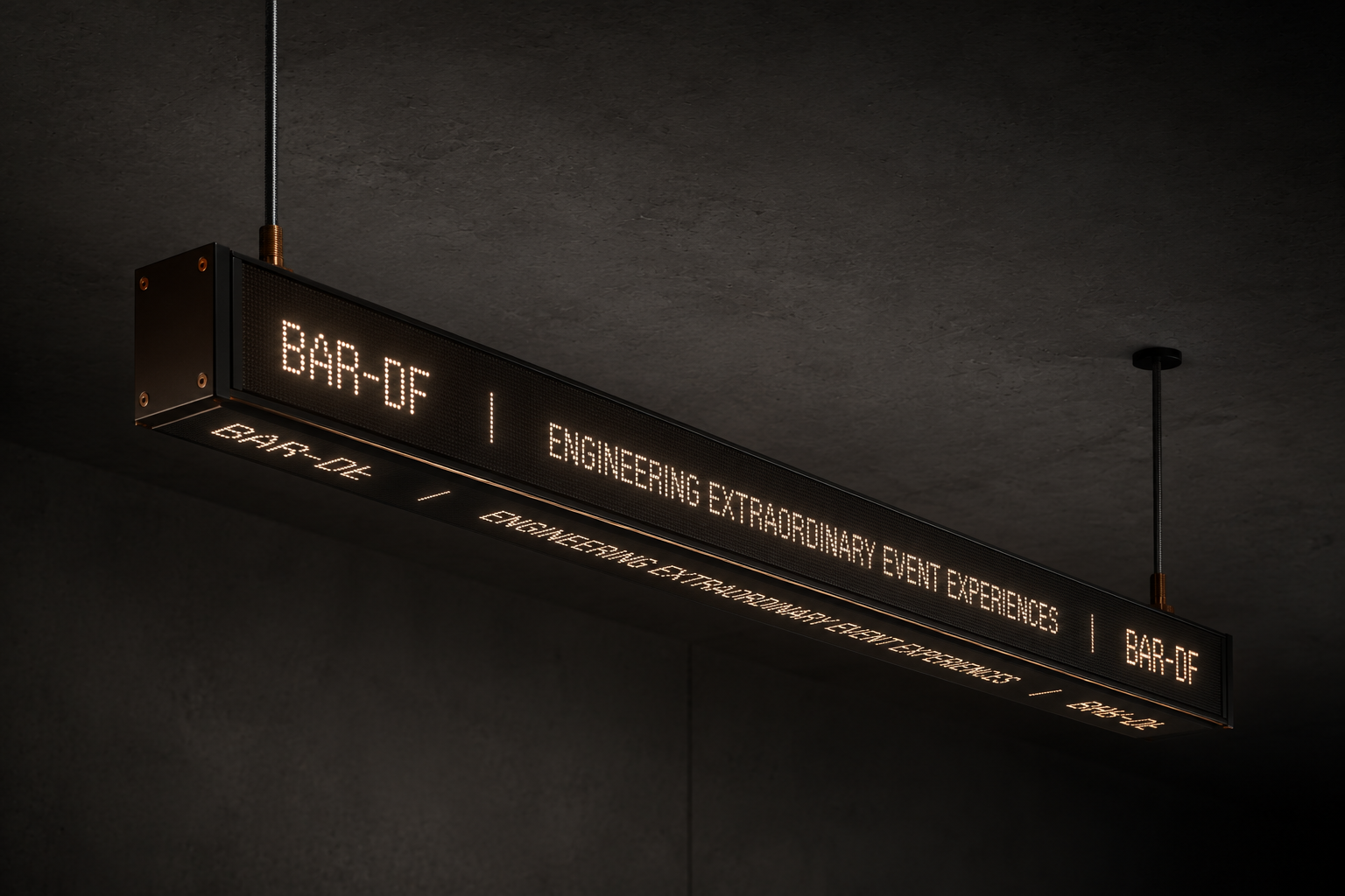 OBLIK Bar double-face fixture suspended in a dark interior
